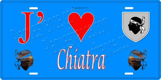 Plaque métal décorative 15 x 30 cm bleu J' ❤️ Chiatra Canton de la Castagniccia Haute-Corse