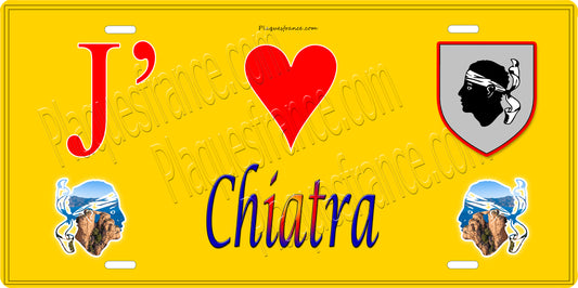 Plaque métal décorative 15 x 30 cm jaune J' ❤️ Chiatra Canton de la Castagniccia Haute-Corse