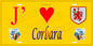 Plaque métal décorative 15 x 30 cm jaune J' ❤️ Corbara Canton de l'Île-Rousse Haute-Corse