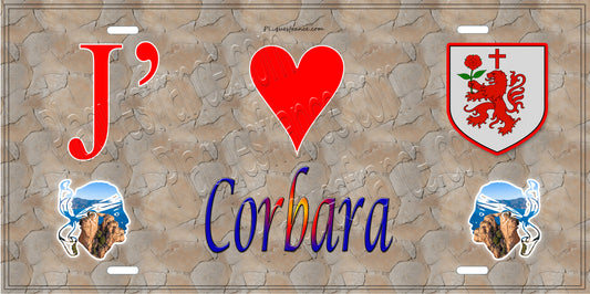 Plaque métal décorative 15 x 30 cm mur antique J' ❤️ Corbara Canton de l'Île-Rousse Haute-Corse