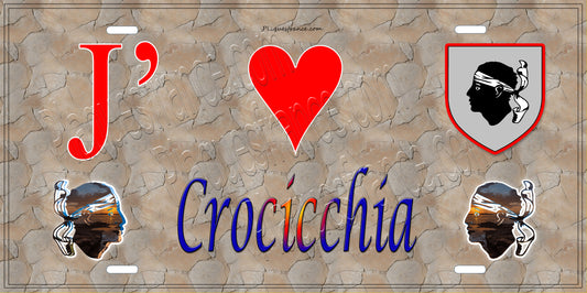 Plaque métal décorative 15 x 30 cm mur antique J' ❤️ Crocicchia  Canton de Golo-Morosaglia Haute-Corse