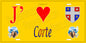 Plaque métal décorative 15 x 30 cm jaune J' ❤️ Corte Canton de Corte Haute-Corse