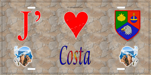 Plaque métal décorative 15 x 30 cm mur antique J' ❤️ Costa Canton de l'Île-Rousse Haute-Corse