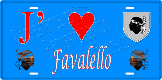 Plaque métal décorative 15 x 30 cm bleu J' ❤️ Favalello Canton de Golo-Morosaglia Haute-Corse