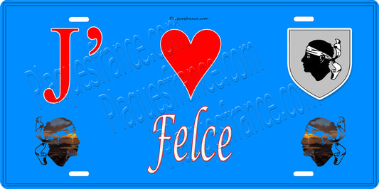 Plaque métal décorative 15 x 30 cm bleu J' ❤️ Felce Canton de la Castagniccia Haute-Corse