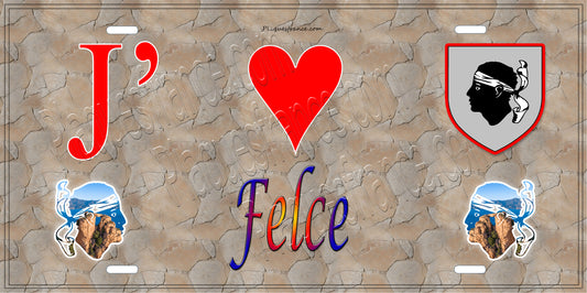 Plaque métal décorative 15 x 30 cm mur antique J' ❤️ Felce Canton de la Castagniccia Haute-Corse