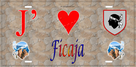 Plaque métal décorative 15 x 30 cm mur antique J' ❤️ Ficaja Canton de Casinca-Fumalto Haute-Corse