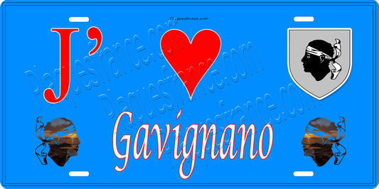 Plaque métal décorative 15 x 30 cm bleu J' ❤️ Gavignano Canton de Golo-Morosaglia Haute-Corse