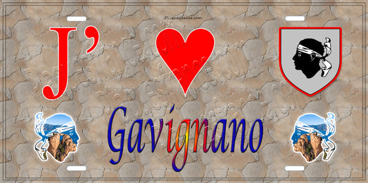 Plaque métal décorative 15 x 30 cm mur antique J' ❤️ Gavignano Canton de Golo-Morosaglia Haute-Corse