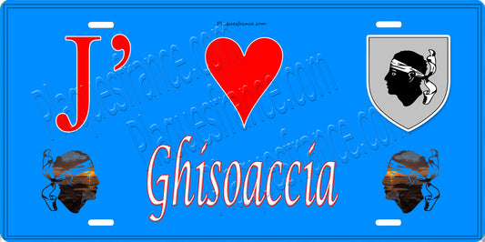 Plaque métal décorative 15 x 30 cm bleu J' ❤️ Ghisonaccia Canton de Ghisonaccia Haute-Corse