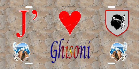 Plaque métal décorative 15 x 30 cm mur antique J' ❤️ Ghisoni Canton de Fiumorbo-Castello Haute-Corse