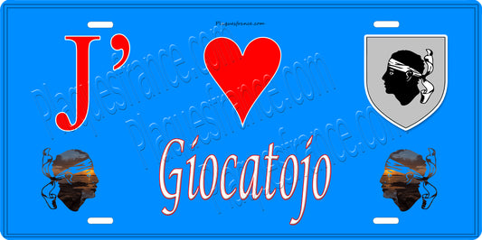 Plaque métal décorative 15 x 30 cm bleu J' ❤️ Giocatojo Canton de Casinca-Fumalto Haute-Corse