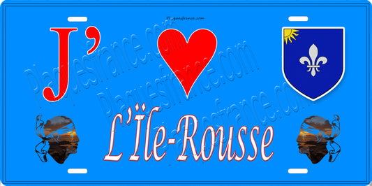 Plaque métal décorative 15 x 30 cm bleu J' ❤️ L'Île-Rousse Canton de L'Île-Rousse Haute-Corse