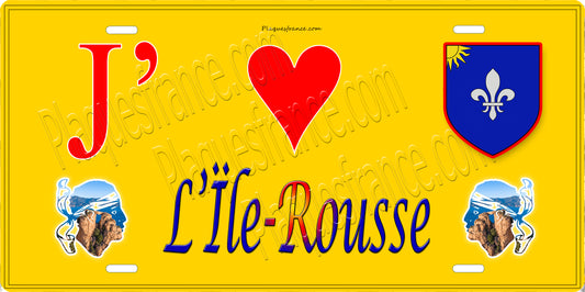 Plaque métal décorative 15 x 30 cm jaune J' ❤️ L'Île-Rousse Canton de L'Île-Rousse Haute-Corse