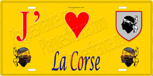 Lot de 10 plaques J'❤️ La Corse jaune