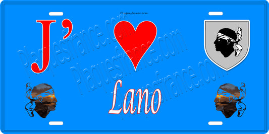 Plaque métal décorative 15 x 30 cm bleu J' ❤️ Lano Canton de Golo-Morosaglia Haute-Corse