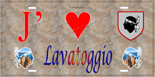 Plaque métal décorative 15 x 30 cm mur antique J' ❤️ Lavatoggio Canton de Calvi Haute-Corse