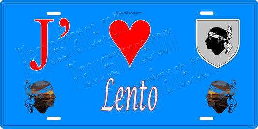 Plaque métal décorative 15 x 30 cm bleu J' ❤️ Lento Canton de Golo-Morosaglia Haute-Corse