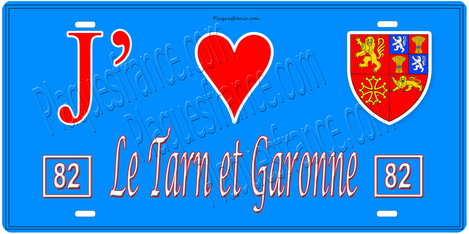 Plaque métal décorative, J' ❤️Le Tarn et Garonne  32, Occitanie, France