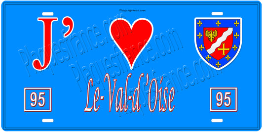 Plaque métal décorative  J' ❤️ Le Val d'Oise (95)
