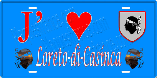 Plaque métal décorative 15 x 30 cm bleu J' ❤️ Loreto-di-Casinca Canton de Casinca-Fumalto Haute-Corse