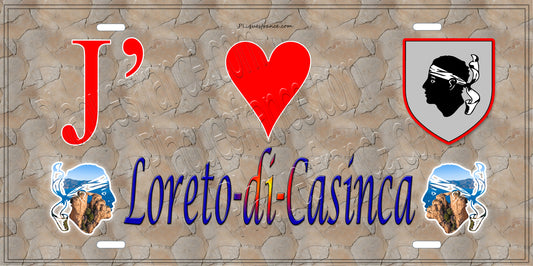Plaque métal décorative 15 x 30 cm mur antique J' ❤️ Loreto-di-Casinca Canton de Casinca-Fumalto Haute-Corse