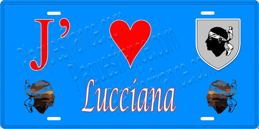 Plaque métal décorative 15 x 30 cm bleu J' ❤️ Lucciana Canton de Borgo Haute-Corse