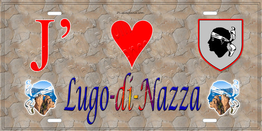 Plaque métal décorative 15 x 30 cm mur antique J' ❤️ Lugo di Nazza Canton de Fiumorbo-Castello Haute-Corse