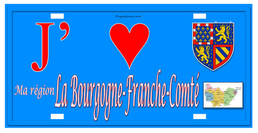Plaque métal décorative Région Bourgogne Franche Comté I love ma région
