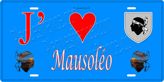 Plaque métal décorative 15 x 30 cm bleu J' ❤️ Mausoléo Canton de l'Île-Rousse Haute-Corse