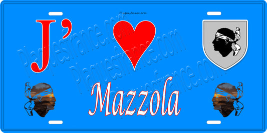 Plaque métal décorative 15 x 30 cm bleu J' ❤️ Mazzola Canton de Golo-Morosaglia Haute-Corse