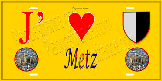 Plaque métal décorative 15x30 cm jaune J' ❤️Metz cathédrale