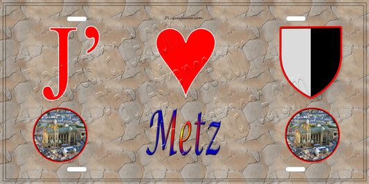 Plaque métal décorative 15x30 cm mur antique J' ❤️Metz cathédrale