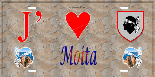 Plaque métal décorative 15 x 30 cm mur antique J' ❤️ Moïta Canton de Ghisonaccia Haute-Corse