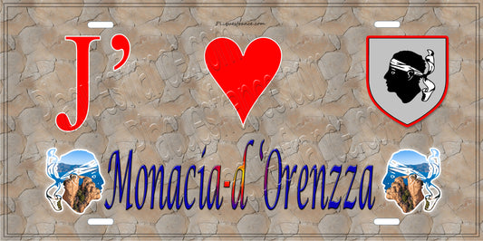 Plaque métal décorative 15 x 30 cm mur antique J' ❤️ Monacia d'Orezza Canton de la Castagniccia Haute-Corse