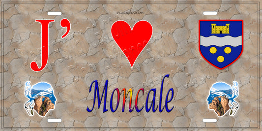 Plaque métal décorative 15 x 30 cm mur antique J' ❤️ Moncale Canton de Calvi Haute-Corse