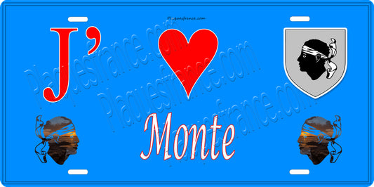 Plaque métal décorative 15 x 30 cm bleu J' ❤️ Monte Canton de Golo-Morosaglia Haute-Corse