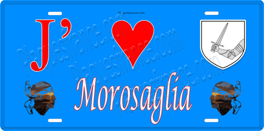 Plaque métal décorative 15 x 30 cm bleu J' ❤️ Morosaglia Canton de Golo-Morosaglia Haute-Corse