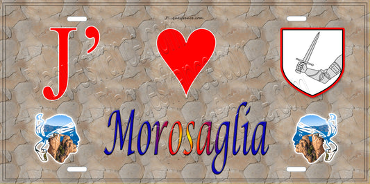 Plaque métal décorative 15 x 30 cm mur antique J' ❤️ Morosaglia Canton de Golo-Morosaglia Haute-Corse