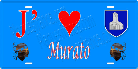 Plaque métal décorative 15 x 30 cm bleu J' ❤️ Murato Canton de Biguglia-Nebbio Haute-Corse