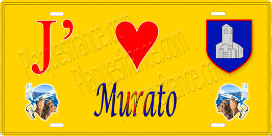 Plaque métal décorative 15 x 30 cm jaune J' ❤️ Murato Canton de Biguglia-Nebbio Haute-Corse