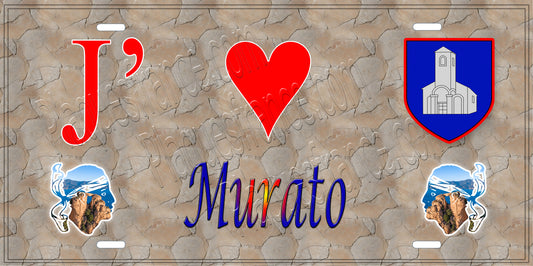 Plaque métal décorative 15 x 30 cm mur antique J' ❤️ Murato Canton de Biguglia-Nebbio Haute-Corse