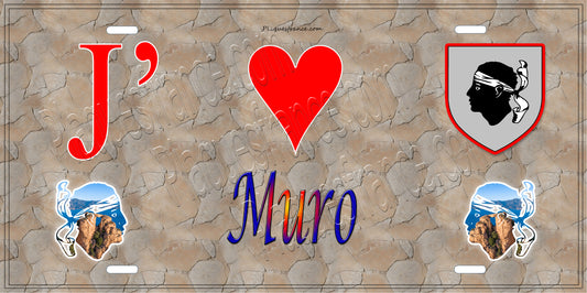 Plaque métal décorative 15 x 30 cm mur antique J' ❤️ Muro Canton de l'Île-Rousse Haute-Corse