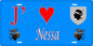 Plaque métal décorative 15 x 30 cm bleu J' ❤️ Nessa Canton de l'Île-Rousse Haute-Corse