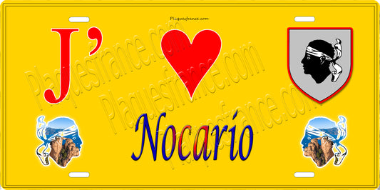 Plaque métal décorative 15 x 30 cm jaune J' ❤️ Nocario Canton de la Castagniccia Haute-Corse