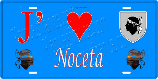 Plaque métal décorative 15 x 30 cm bleu J' ❤️ Noceta Canton de Fiumorbo-Castello Haute-Corse
