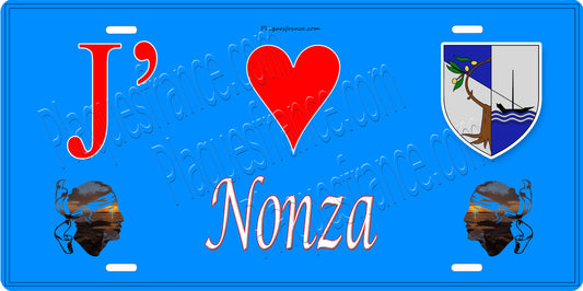 Plaque métal décorative 15 x 30 cm bleu J' ❤️ Nonza Canton de Cap Corse Haute-Corse