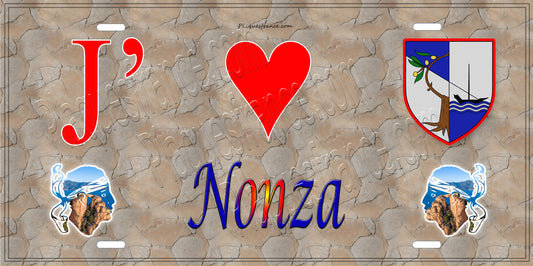 Plaque métal décorative 15 x 30 cm mur antique J' ❤️ Nonza Canton de Cap Corse Haute-Corse