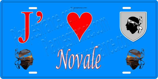 Plaque métal décorative 15 x 30 cm bleu J' ❤️ Novale Canton de la Castagniccia Haute-Corse
