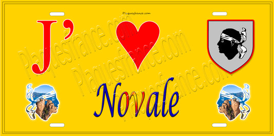 Plaque métal décorative 15 x 30 cm jaune J' ❤️ Novale Canton de la Castagniccia Haute-Corse